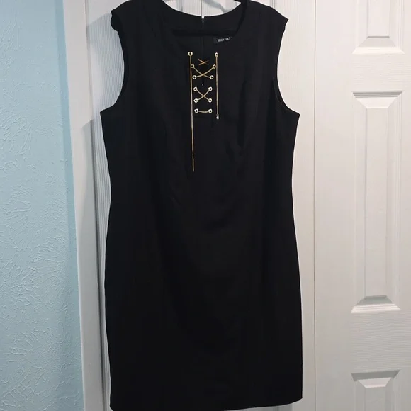 Ellen Tracy Black Dress with Gold Accents - Picture 2 of 16